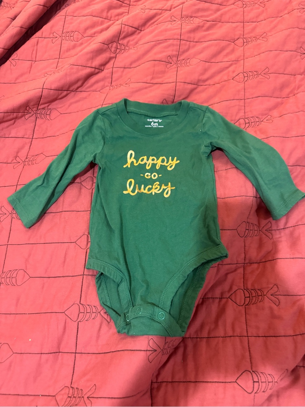 Carter's Green Long-Sleeve Baby One-Piece with Yellow